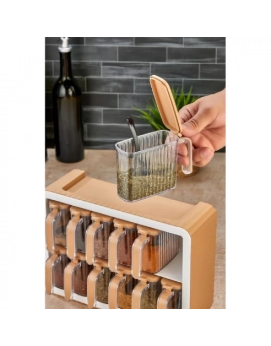 12li Standlı Kaşıklı Baharatlık Seti