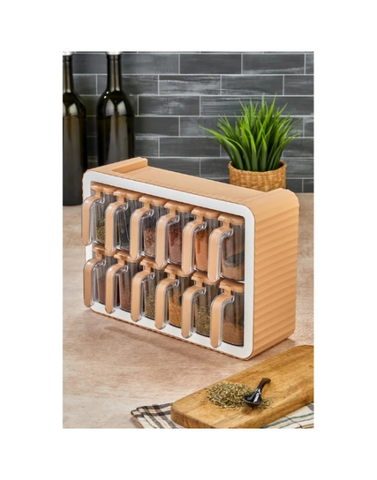 12li Standlı Kaşıklı Baharatlık Seti