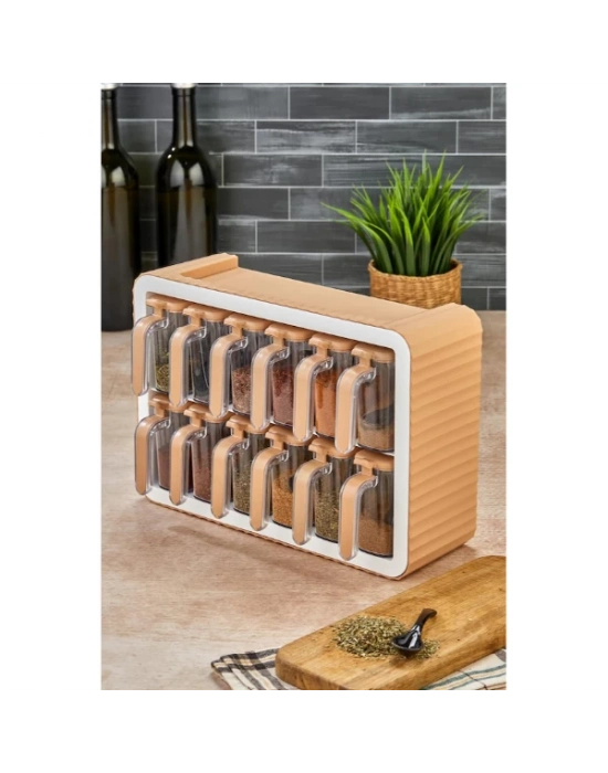 12li Standlı Kaşıklı Baharatlık Seti