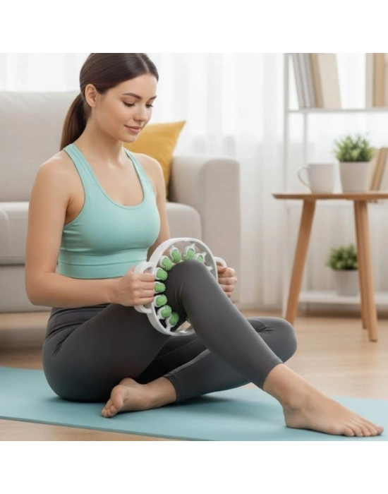 ®  12 Tekerlekli Ayarlanabilir Bacak,Bel ve Kol Masaj Aleti – 360° Tam Daire Derin Doku Kas ve Lenfatik Masaj Silindiri