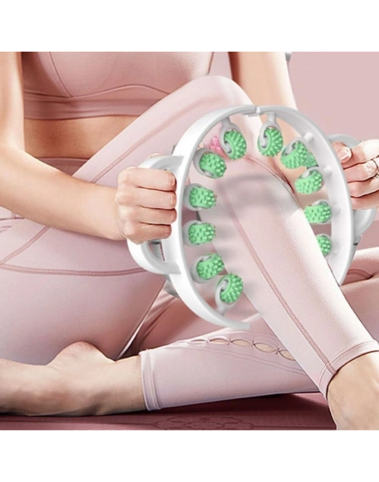 ®  12 Tekerlekli Ayarlanabilir Bacak,Bel ve Kol Masaj Aleti – 360° Tam Daire Derin Doku Kas ve Lenfatik Masaj Silindiri