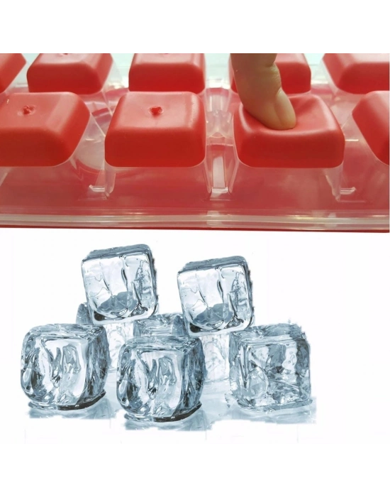 ®  12li Kapaklı Yapışmaz Silikon Tabanlı Plastik Küp Buz Kalıbı