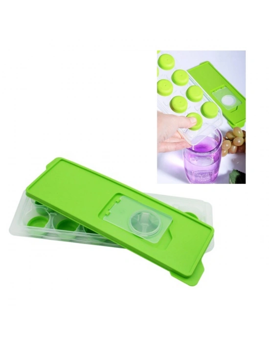 ®  12li Kapaklı Yapışmaz Silikon Tabanlı Plastik Küp Buz Kalıbı