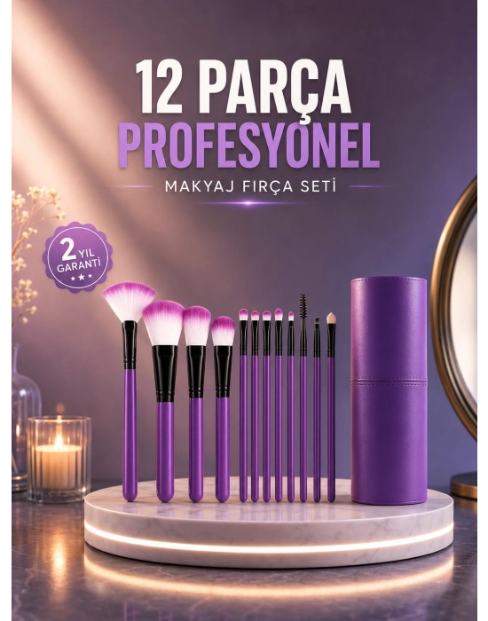 12’li Profesyonel Makyaj Fırça Seti Ultra Yumuşak Sentetik Kıllı