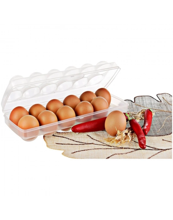 ®  12li Şeffaf Kapaklı Kilitli Yumurta Saklama Kabı Kutusu Aparatı