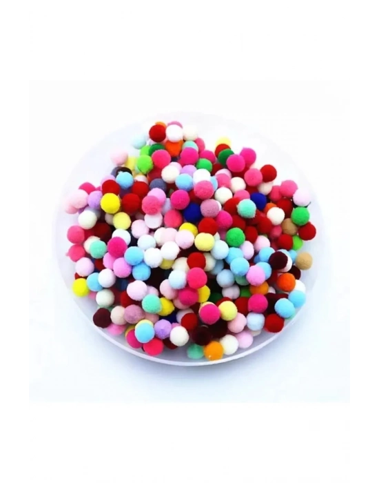 12mm Renkli Karışık Yumuşak Ponpon Peluş 200 Adet