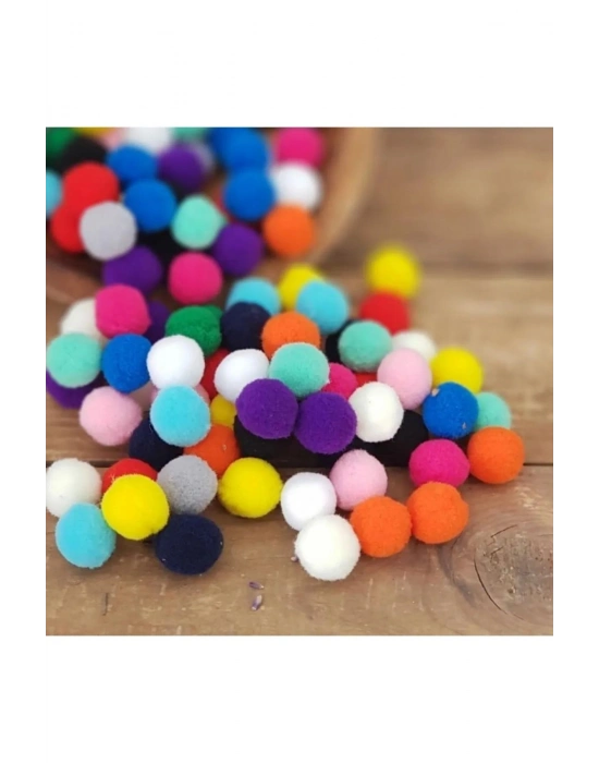 12mm Renkli Karışık Yumuşak Ponpon Peluş 200 Adet