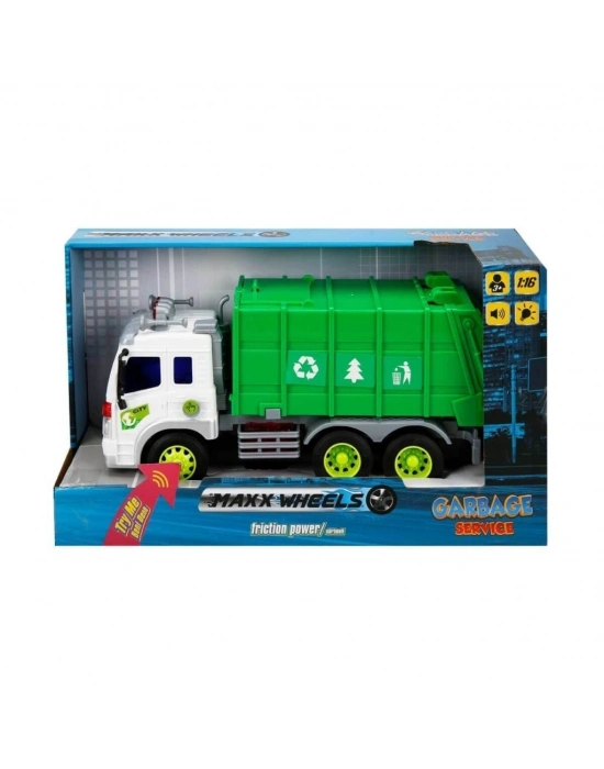 ® 13078 1:16 Maxx Wheels Sesli ve Işıklı Geri Dönüşüm Kamyonları