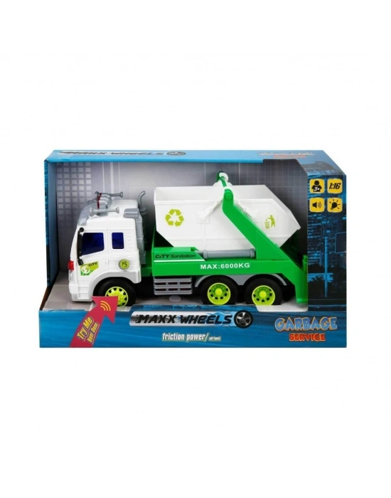 ® 13078 1:16 Maxx Wheels Sesli ve Işıklı Geri Dönüşüm Kamyonları
