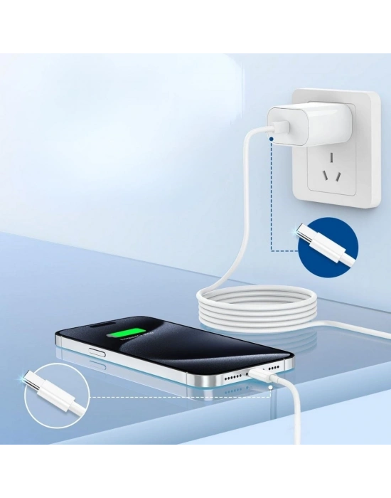 ®   15/15 Pro Type-C to Type-C Hasır Örgü Hızlı Şarj Kablosu (1m)