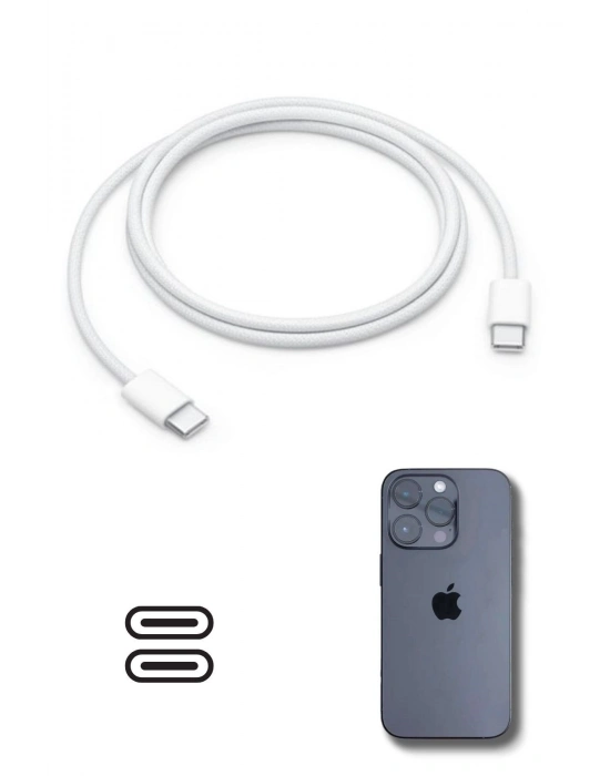 ®   15/15 Pro Type-C to Type-C Hasır Örgü Hızlı Şarj Kablosu (1m)