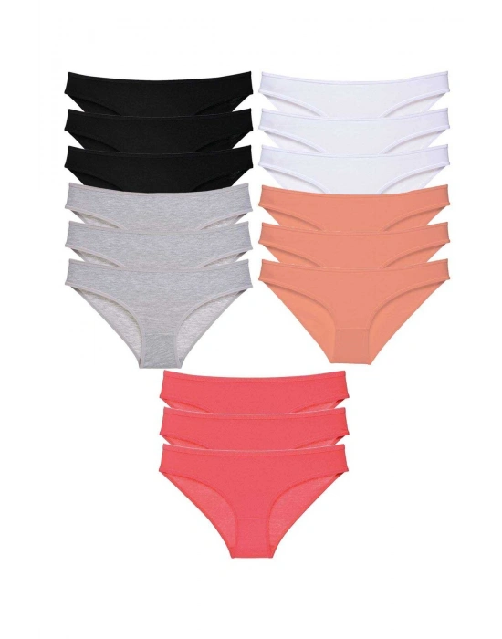 15 adet Süper Eko Set Likralı Kadın Slip Külot Siyah Gri Beyaz Pudra Fuşya