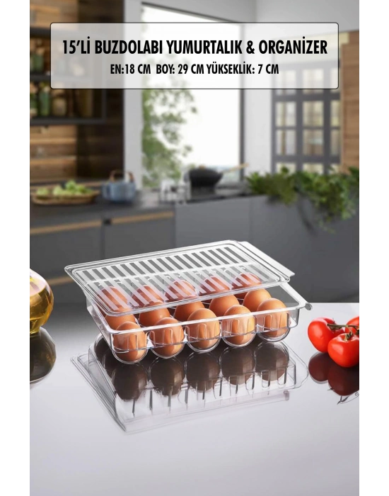15 Li Buzdolabı Kapaklı Yumurtalık & Buzdolabı Organizeri