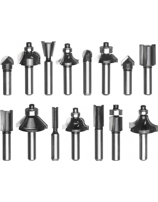 15 Parça Karışık Freze Ucu Seti 8 mm Şaft