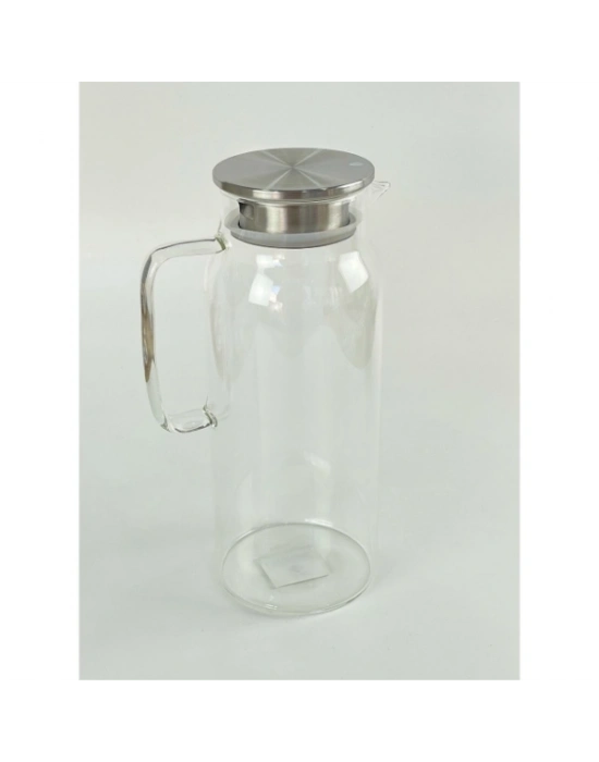 1500 ml Borosilikat Cam Su Sürahisi - Metal Kapaklı ve Isıya Dayanıklı