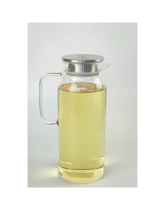 1500 ml Borosilikat Cam Su Sürahisi - Metal Kapaklı ve Isıya Dayanıklı