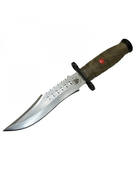 1522 Haki Komando Bıçağı 30cm - Tırtıklı Sırt, Kılıflı