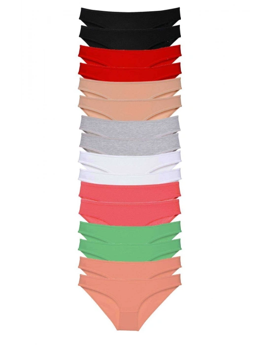 16 adet Süper Eko Set Likralı Kadın Slip Külot 8 Renkli