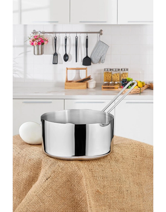 16 Cm Büyük Boy Lüx Paslanmaz Çelik Sütlük & Sosluk & Kaçerola