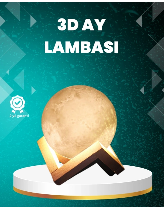 16 Renkli 3D Ay Gece Lambası RGB Modlu Şarjlı