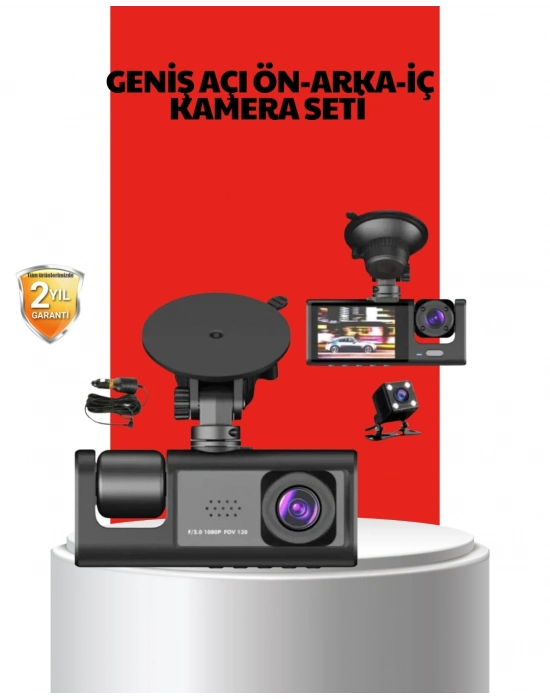 ® 170° Geniş Açı Ön-Arka-İç Kamera Seti – Tam Kapsamlı Araç Güvenliği