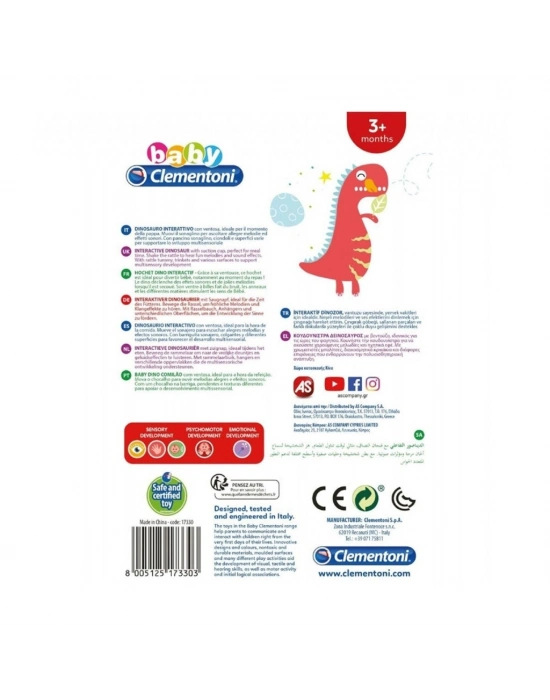 17330 Baby Clementoni - İnteraktif Dinozor Oyuncak +6 ay