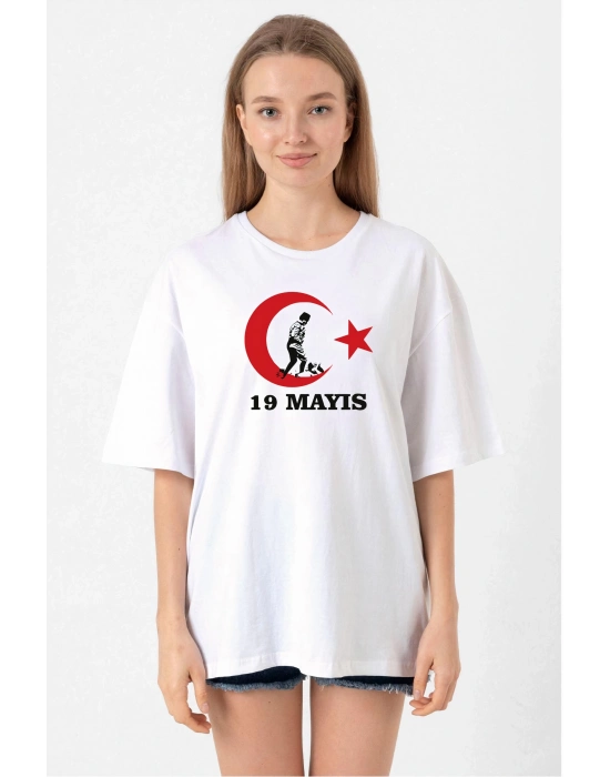 19 Mayıs 20/1 Baskılı T-shirt - Beyaz -