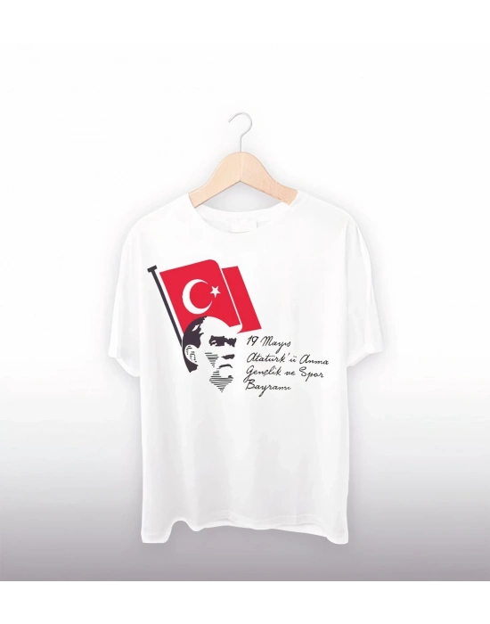 19 Mayıs 20/1 Baskılı T-shirt - Beyaz -