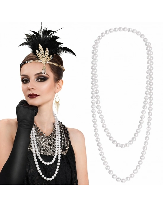 1920 Gatsby İnci Kolye – Vintage Uzun Beyaz İnci Kolye