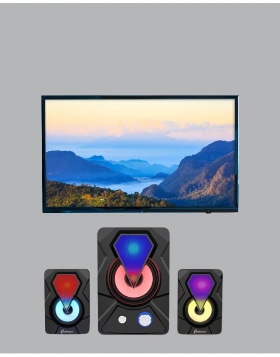 2+1 RGB LED Işıklı Güçlü Bas Sistemli Bilgisayar Hoparlörü