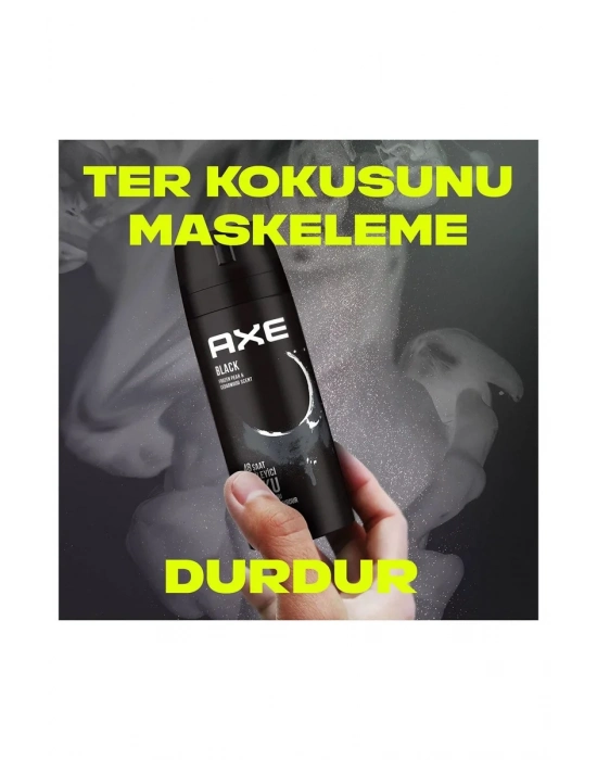 2 Adet Axe Erkek Deodorant & Bodyspray Black 48 Saat Etkileyici Koku Vücut Spreyi 150 ml