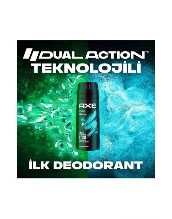 2 Adet Axe Erkek Sprey Deodorant Apollo 48 Saat Etkileyici Koku Vücut Spreyi 150 ml