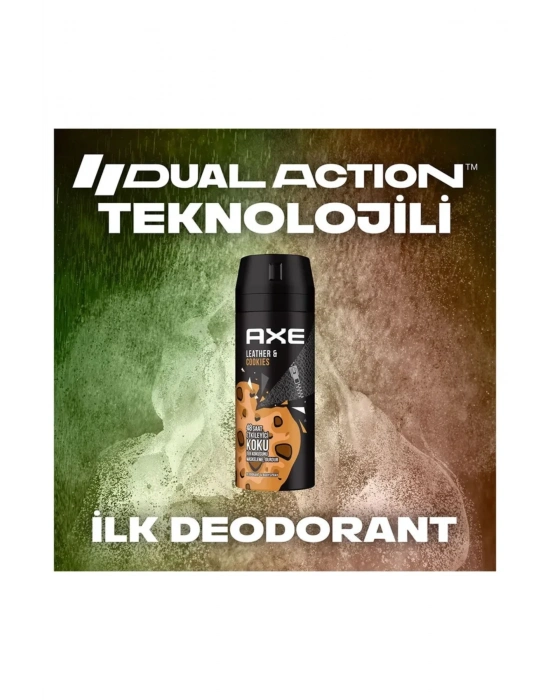 2 Adet Axe Erkek Sprey Deodorant Leather & Cookies 48 Saat Etkileyeci Koku 150 ml