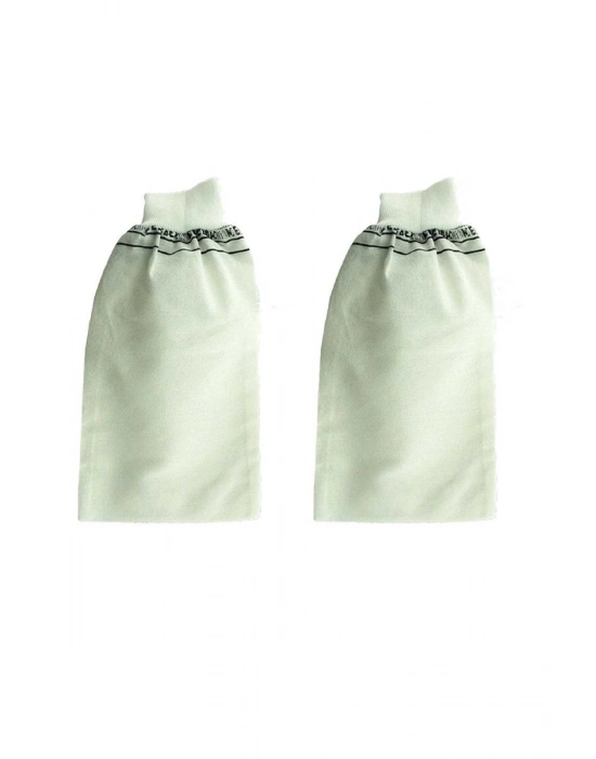 2 Adet Beyaz Banyo Hamam Kesesi Lastikli 25x17 Cm