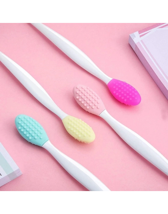 ®  2 Adet Dudak Fırçası Peeling Etkili Gözenek  Siyah Nokta Temizleyici Akne Giderici Çift Yönl