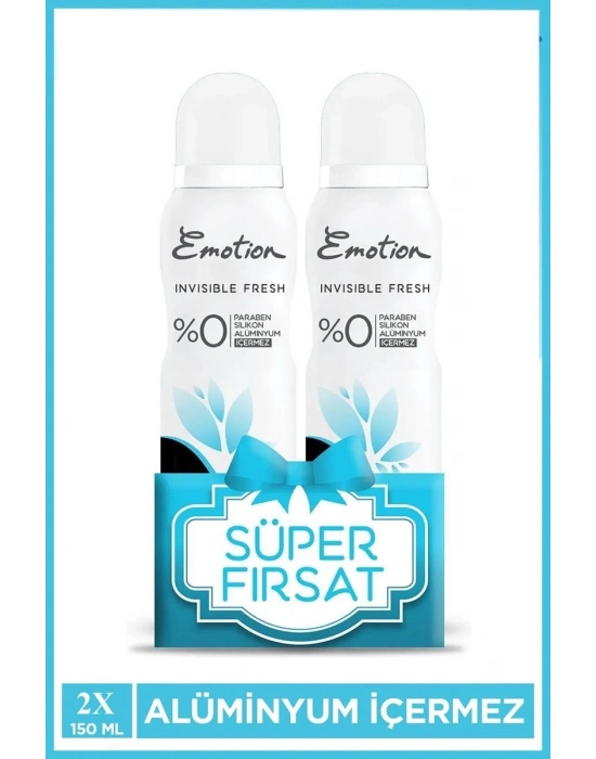 2 Adet Emotion Invisible Fresh Black & White Kadın Deodorant 150ml Vegan, Leke Bırakmaz