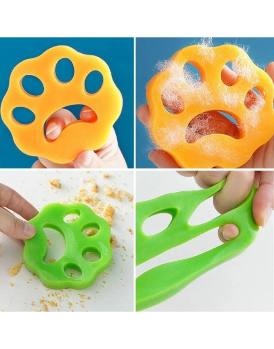 ®  2 Adet Evcil Hayvanlar ve Çamaşır Makinesi İçin Pati Şekilli Renkli Tüy Temizleme Aparatı