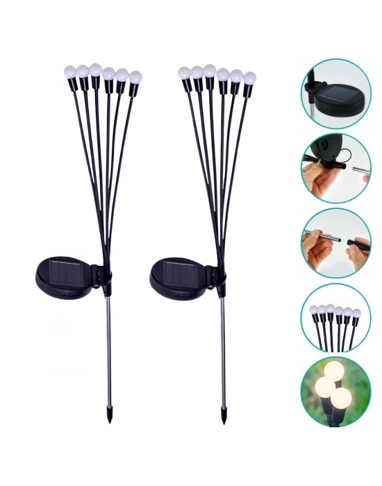 ® 2 Adet Güneş Enerjili Plastik Bahçe ası – LED Dış Mekan Top Aydınlatma, Otomatik Açılıp Kapanan Solar Işık