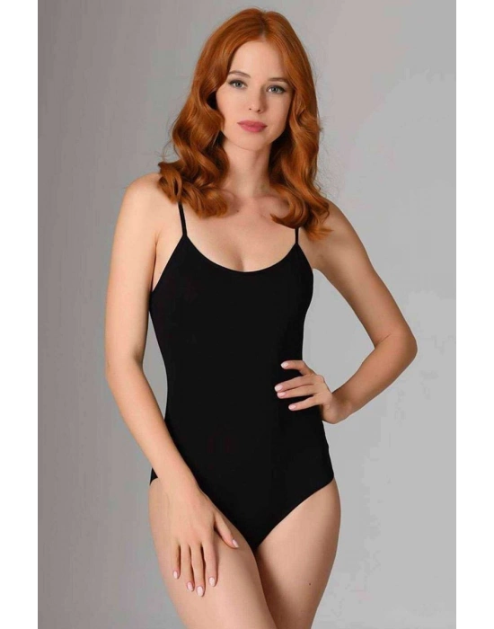 2 Adet İp Askılı Kadın Çıtçıtlı Body Siyah