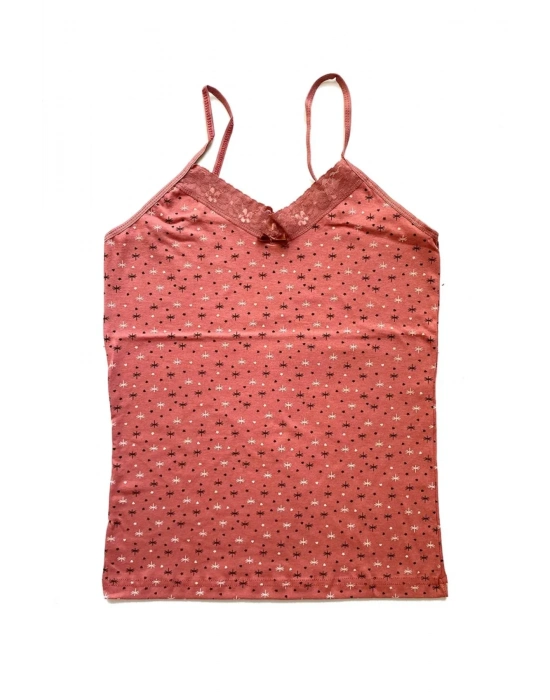 2 Adet Kadın Askılı Desenli Atlet Dantelli Empirme Pamuklu Penye D3-4