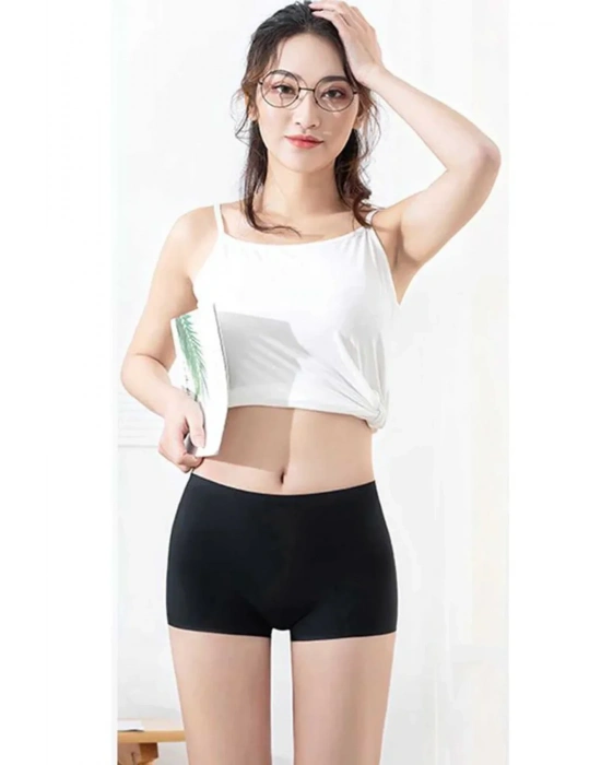 2 Adet Kadın Dikişsiz Görünmez İz Yapmaz Mini Şort Boxer Siyah Ten