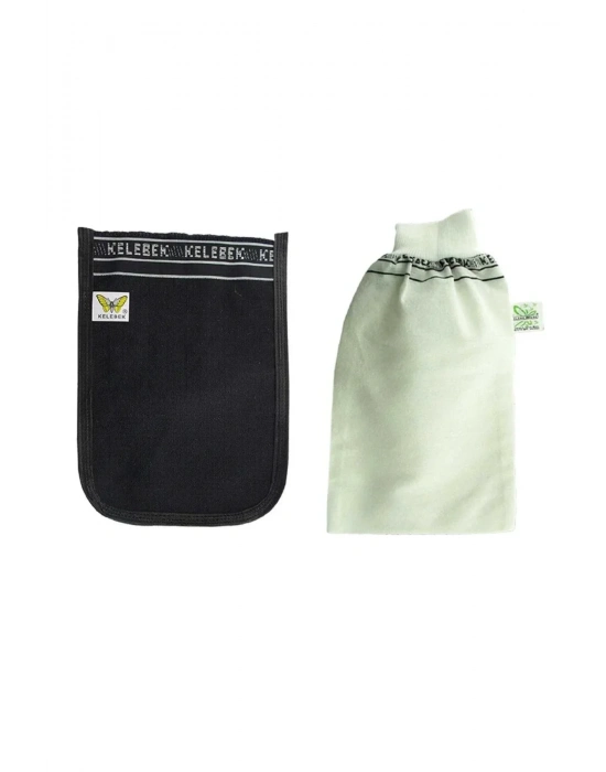 2 Adet Kalın Siyah ve Beyaz Hamam Kesesi 25x17 Cm