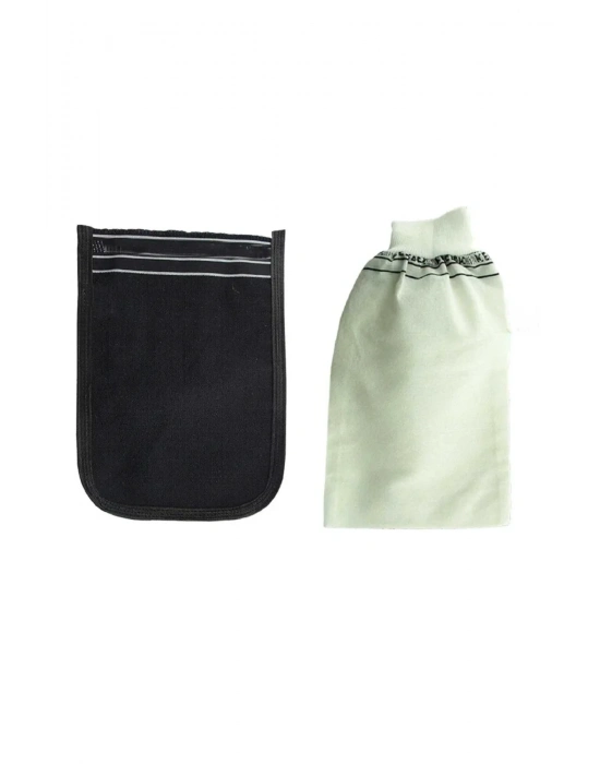 2 Adet Kalın Siyah ve Beyaz Hamam Kesesi 25x17 Cm