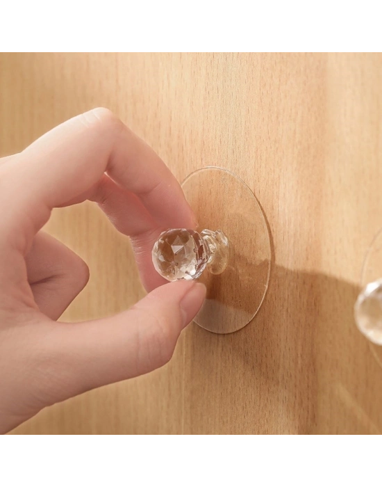 ®  2 Adet Kristal Kendiliğinden Güçlü Yapışkanlı Kulp Askısı Tutma Kolu