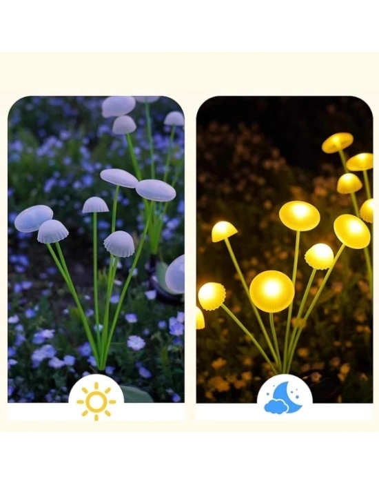 2 Adet Plastik Mantar Sensörlü Solar Bahçe Lambası