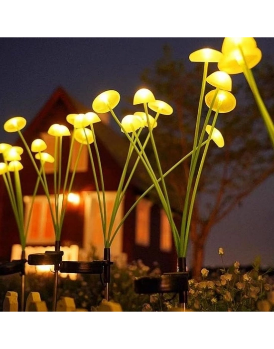 ® 2 Adet Plastik Mantar Solar Bahçe ası – Güneş Enerjili LED Dış Mekan Aydınlatma, Otomatik Sensörlü Dekoratif Bahçe Işığı