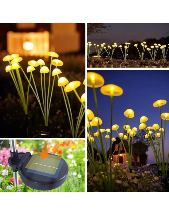 ® 2 Adet Plastik Mantar Solar Bahçe ası – Güneş Enerjili LED Dış Mekan Aydınlatma, Otomatik Sensörlü Dekoratif Bahçe Işığı