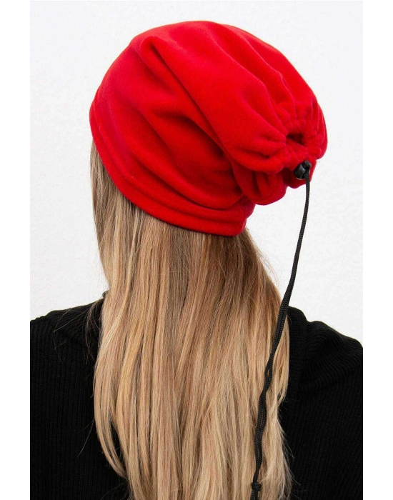 2 Adet Polar İpli Bere ve Boyunluk Kırmızı Lacivert