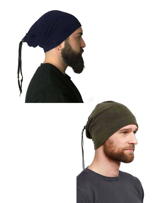 2 Adet Polar İpli Bere ve Boyunluk Lacivert Yeşil