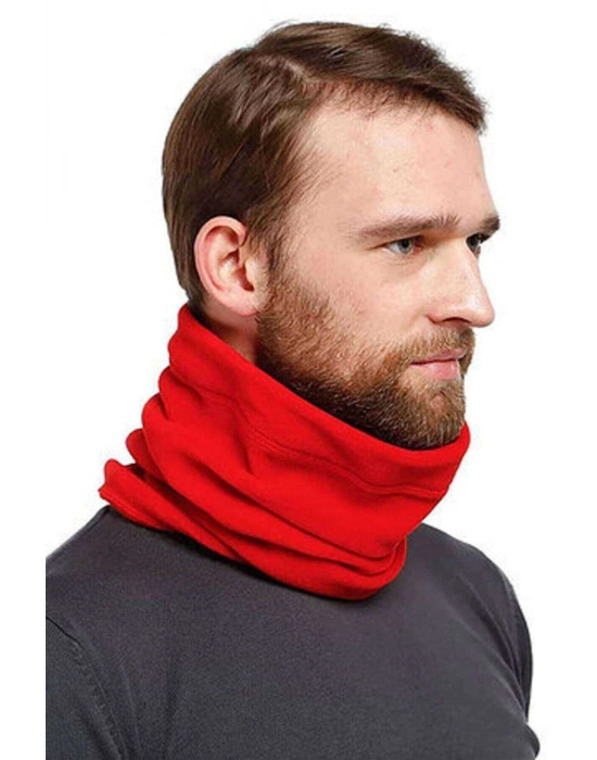 2 Adet Polar İpli Bere ve Boyunluk Siyah Kırmızı